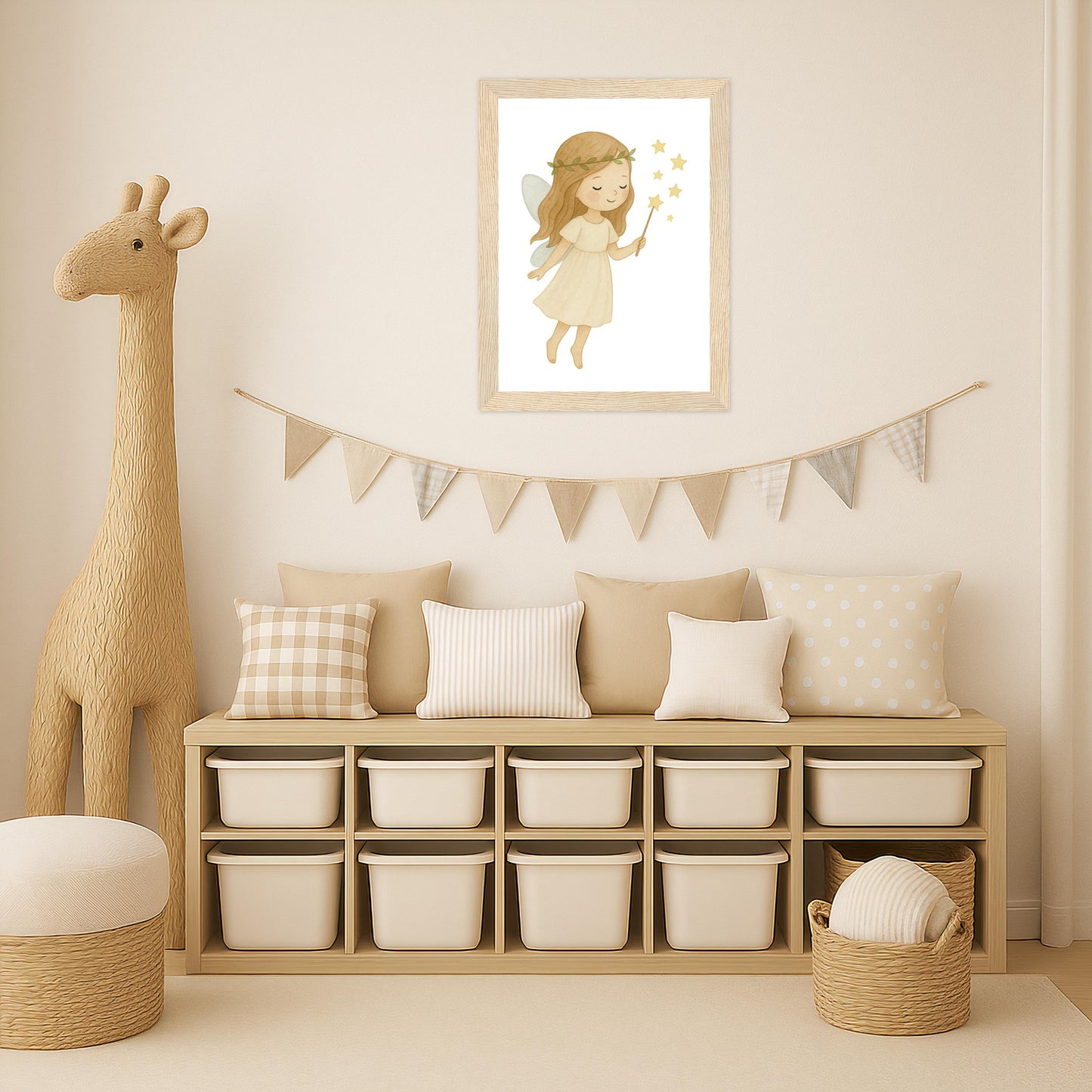 Fina die Fee Poster mit Holzrahmen von tinylearner