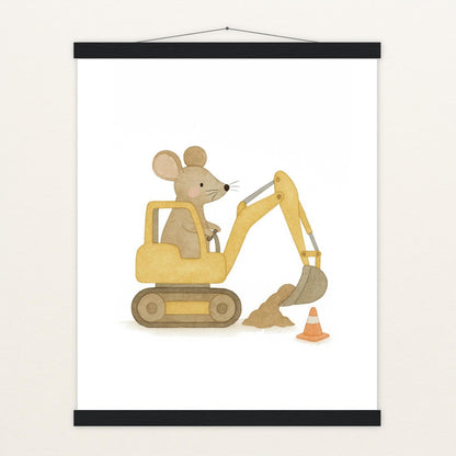 Mimi die Maus - Motiv: "Bagger" Poster mit Leisten von tinylearner