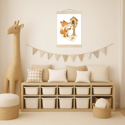 Finnegan der Fuchs - Motiv: "Baumhaus" Poster mit Leisten von tinylearner