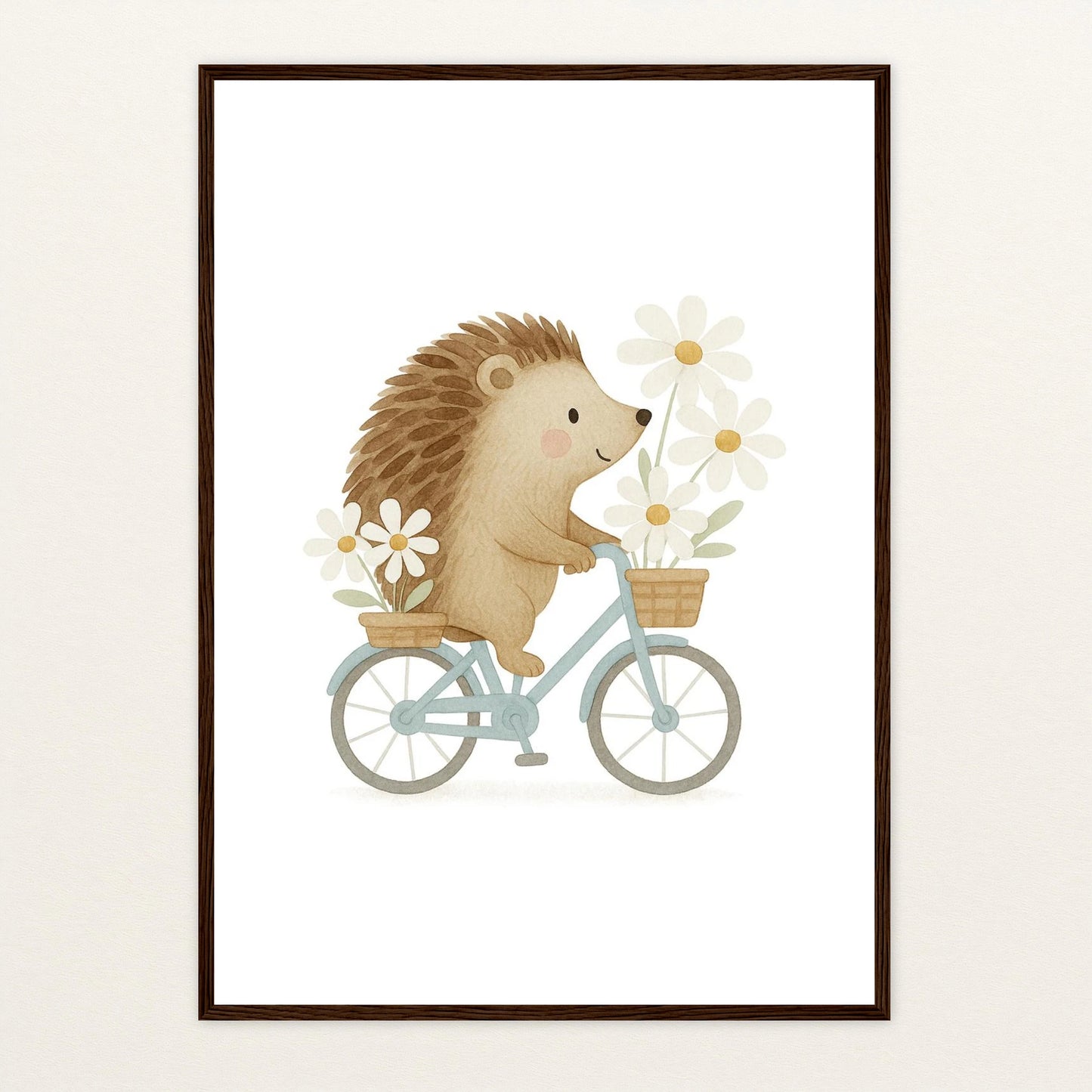 Iggi der Igel - Motiv: "Frühling" Poster mit Holzrahmen von tinylearner