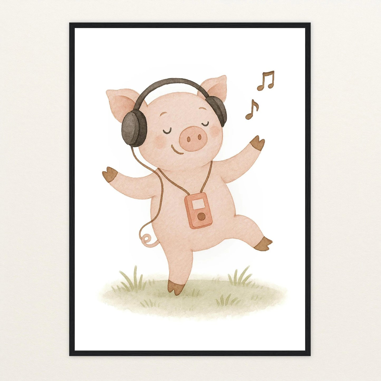 Susi das Schwein - Motiv: "Musik" Poster mit Holzrahmen von tinylearner