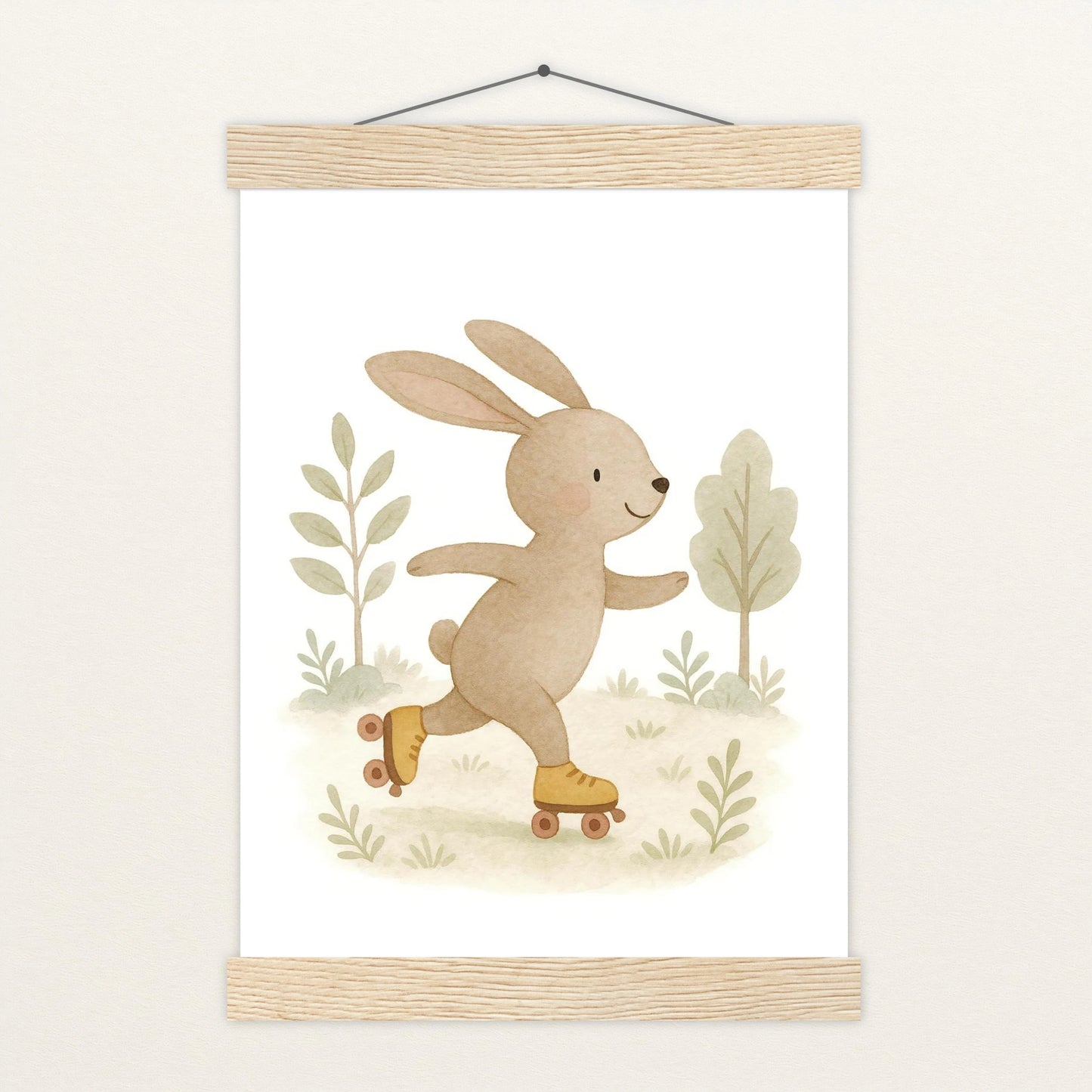 Holly der Hase - Motiv: "Rollschuhe" Poster mit Leisten von tinylearner
