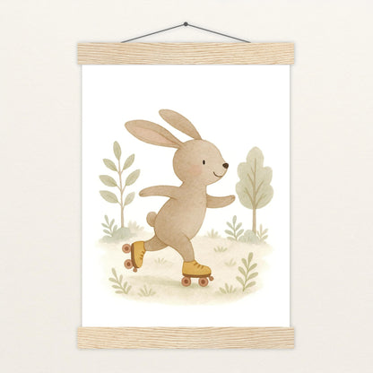 Holly der Hase - Motiv: "Rollschuhe" Poster mit Leisten von tinylearner