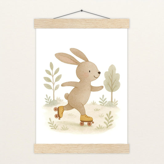 Holly der Hase - Motiv: "Rollschuhe" Poster mit Leisten von tinylearner