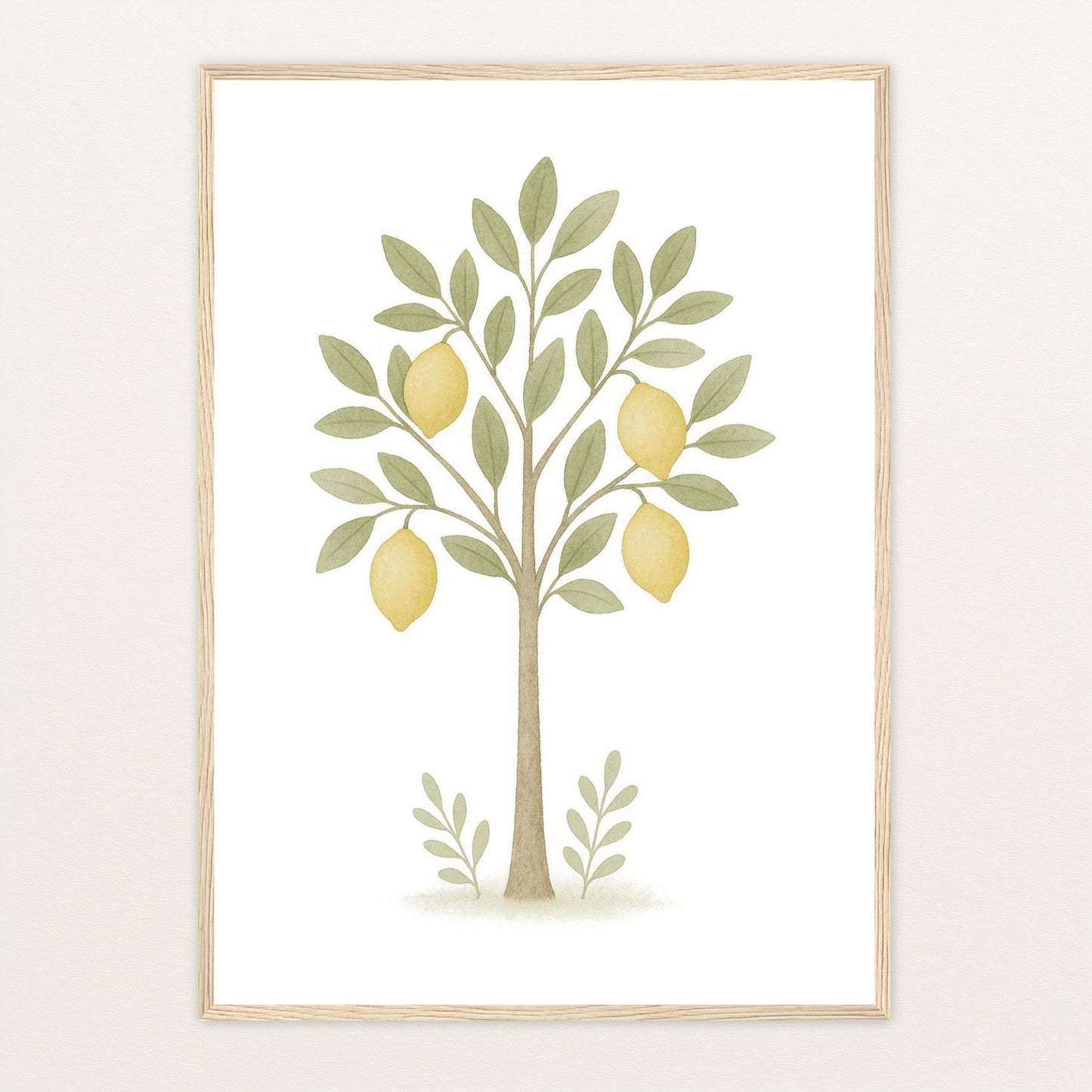 Zitronenbaum Poster mit Holzrahmen von tinylearner
