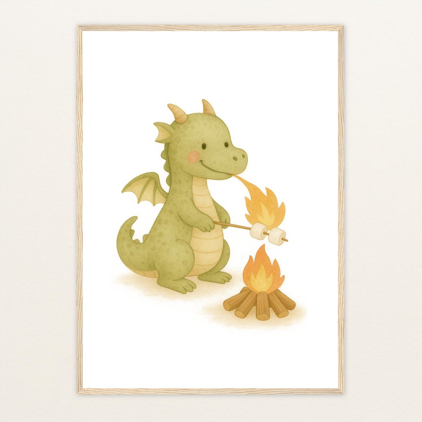 Drax der Drache - Motiv: "Marshmallows" Poster mit Holzrahmen von tinylearner