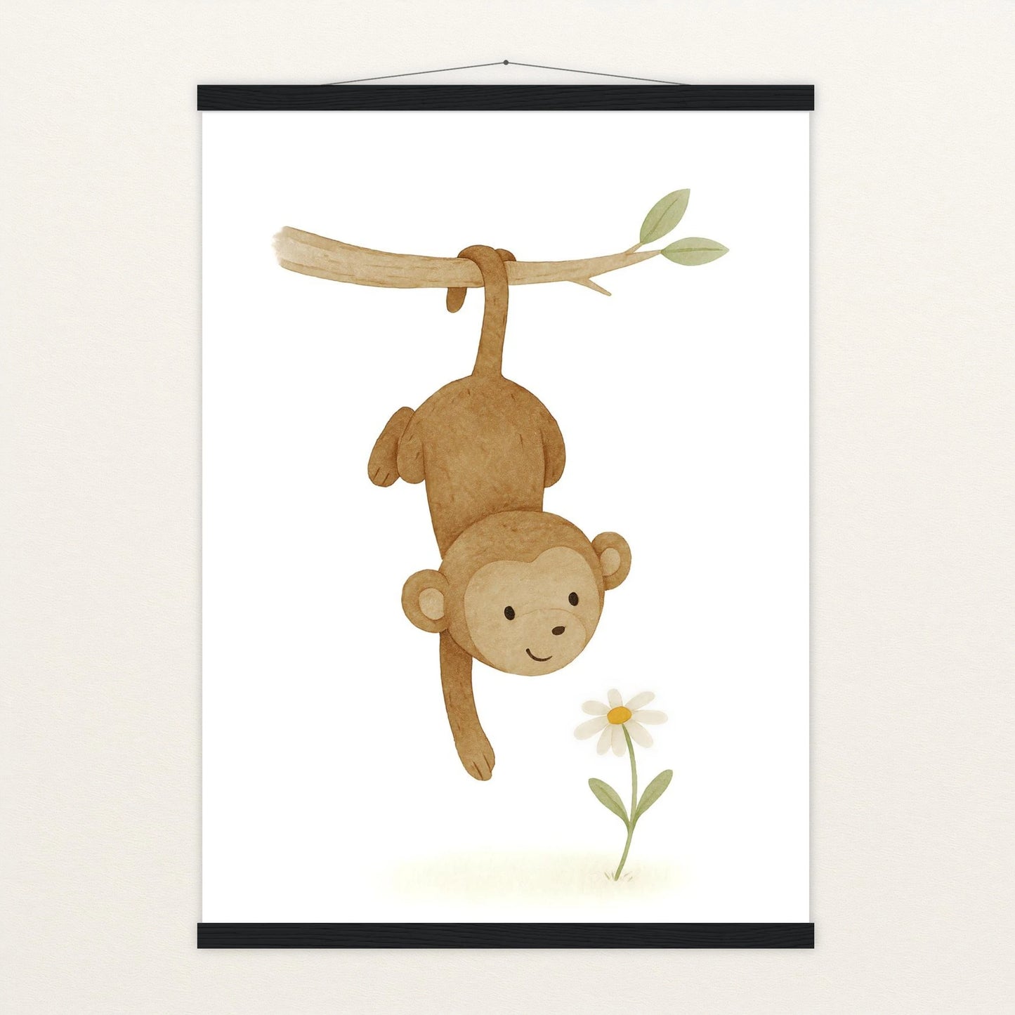 Aki der Affe - Motiv: "Gänseblümchen" Poster mit Leisten von tinylearner