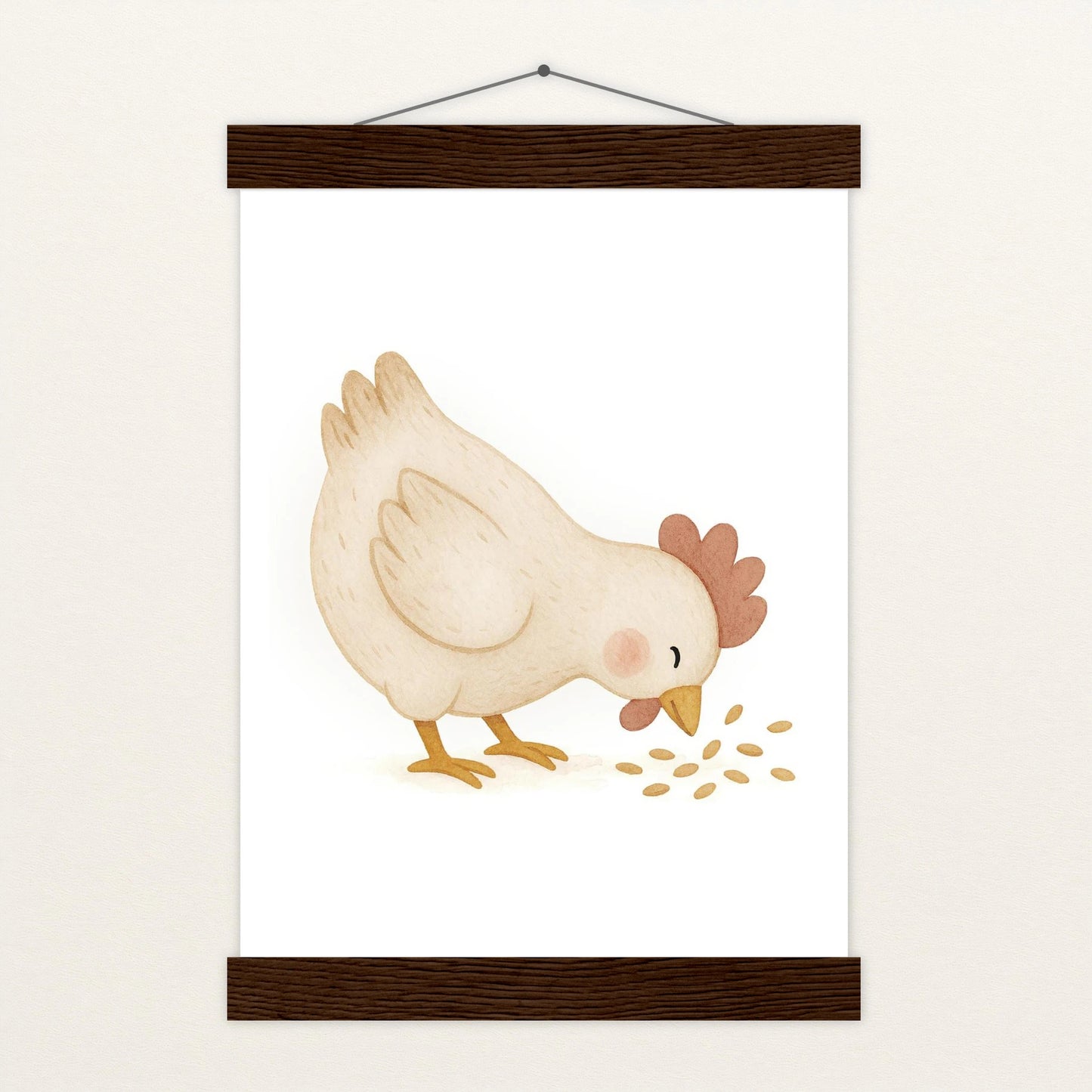 Hanni das Huhn - Motiv: "Körner" Poster mit Leisten von tinylearner