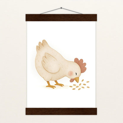 Hanni das Huhn - Motiv: "Körner" Poster mit Leisten von tinylearner