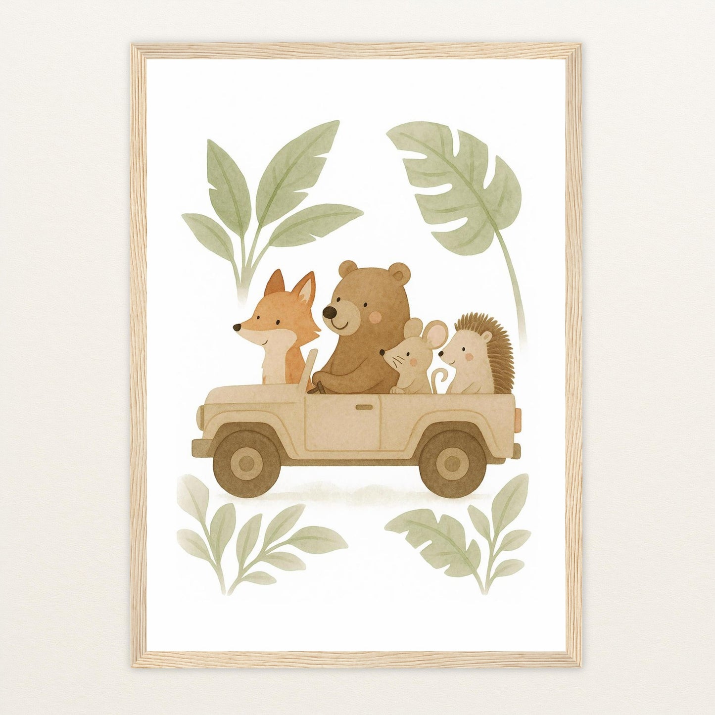 Tierfreunde - Motiv: "Safari" Poster mit Holzrahmen von tinylearner