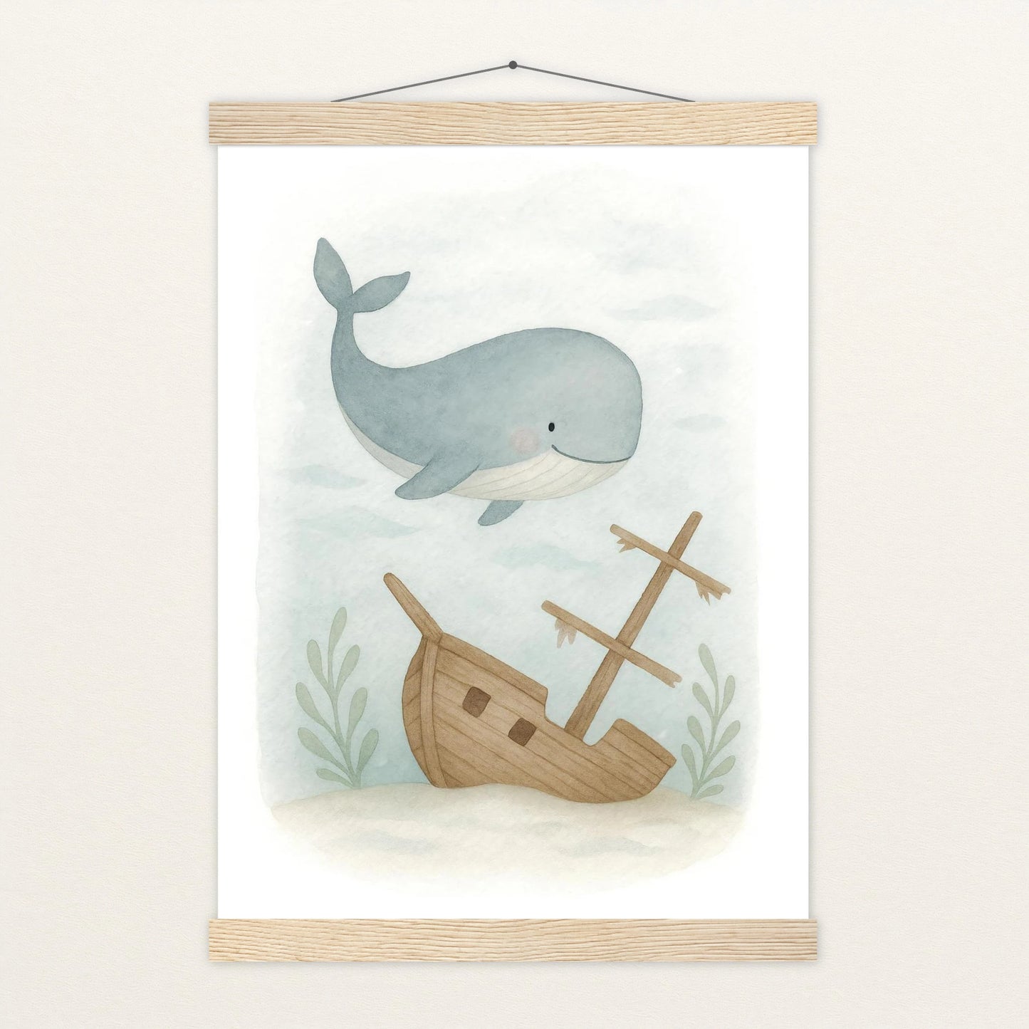 Willi der Wal - Motiv: "Schiffswrack" Poster mit Leisten von tinylearner