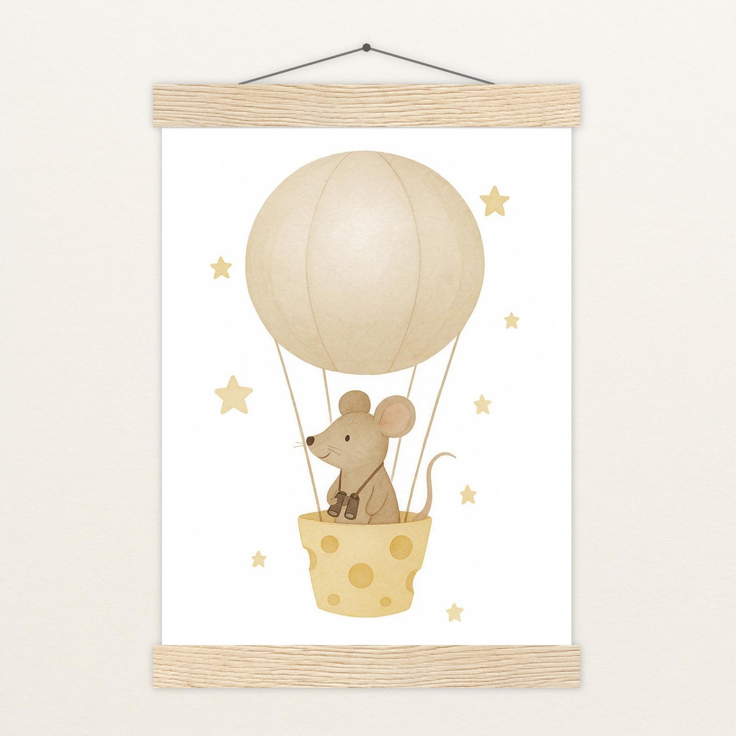 Mimi die Maus - Motiv: "Heißluftballon" Poster mit Leisten von tinylearner