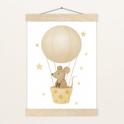Mimi die Maus - Motiv: "Heißluftballon" Poster mit Leisten von tinylearner