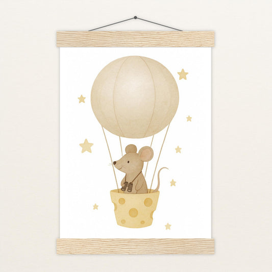 Mimi die Maus - Motiv: "Heißluftballon" Poster mit Leisten von tinylearner