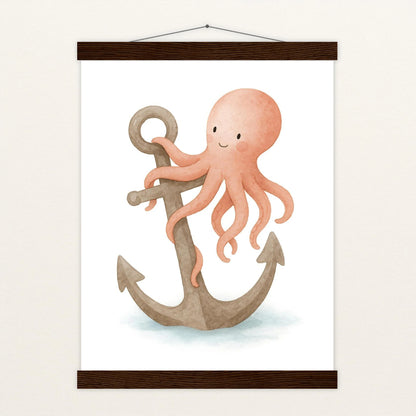 Tilli der Tintenfisch - Motiv: "Anker" Poster mit Leisten von tinylearner