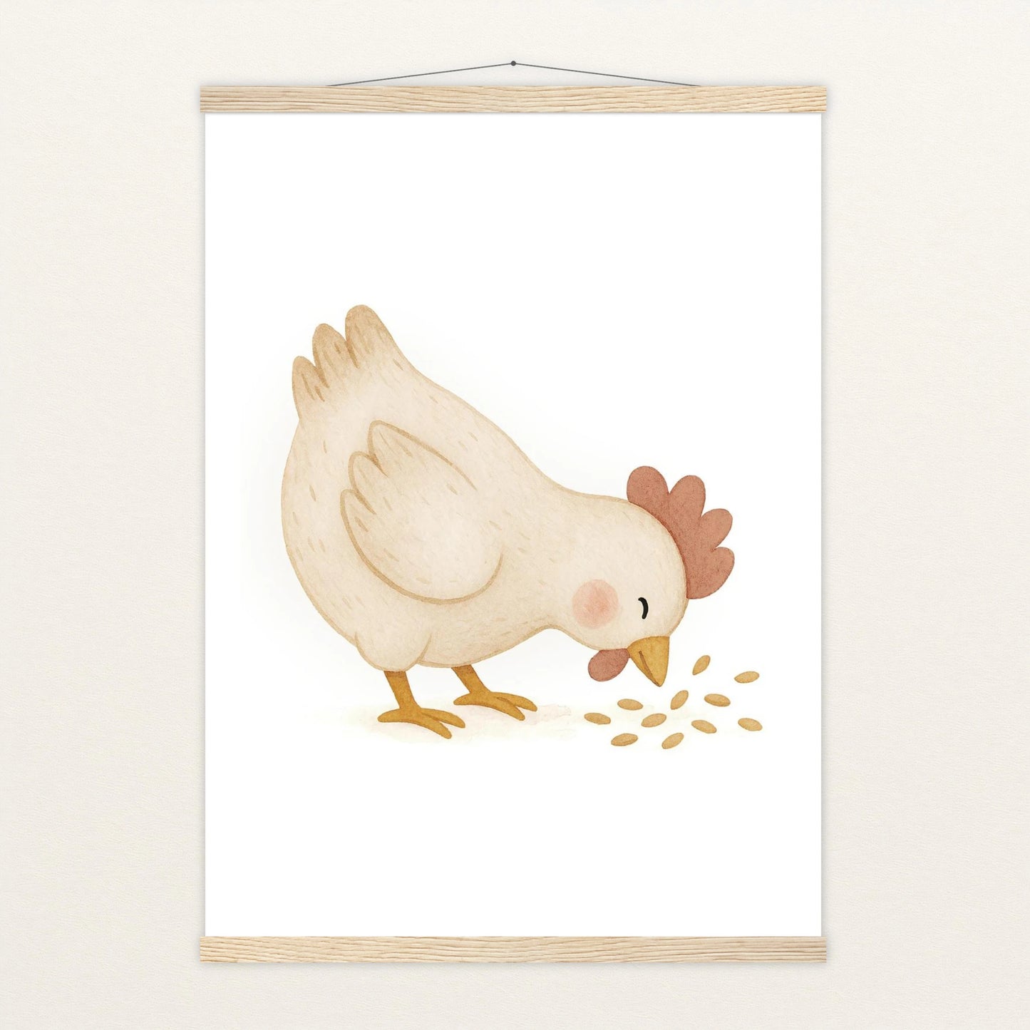 Hanni das Huhn - Motiv: "Körner" Poster mit Leisten von tinylearner