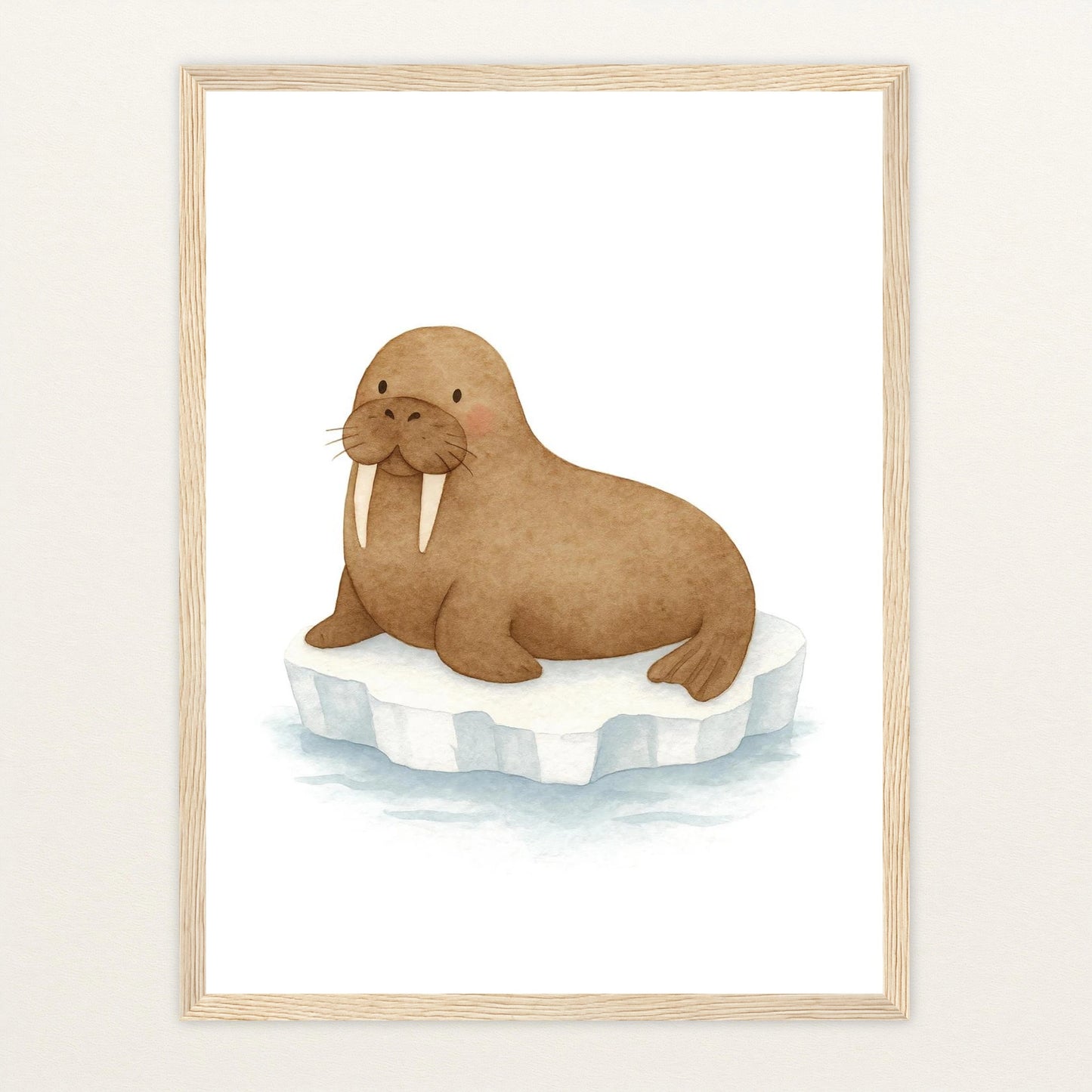 Wally das Walross Poster mit Holzrahmen von tinylearner