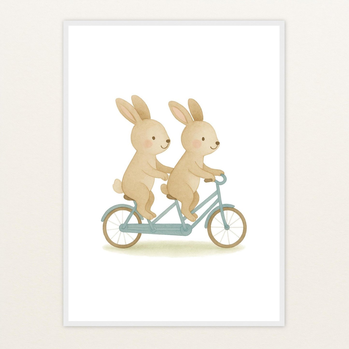 Holly der Hase - Motiv: "Tandem" Poster mit Holzrahmen von tinylearner