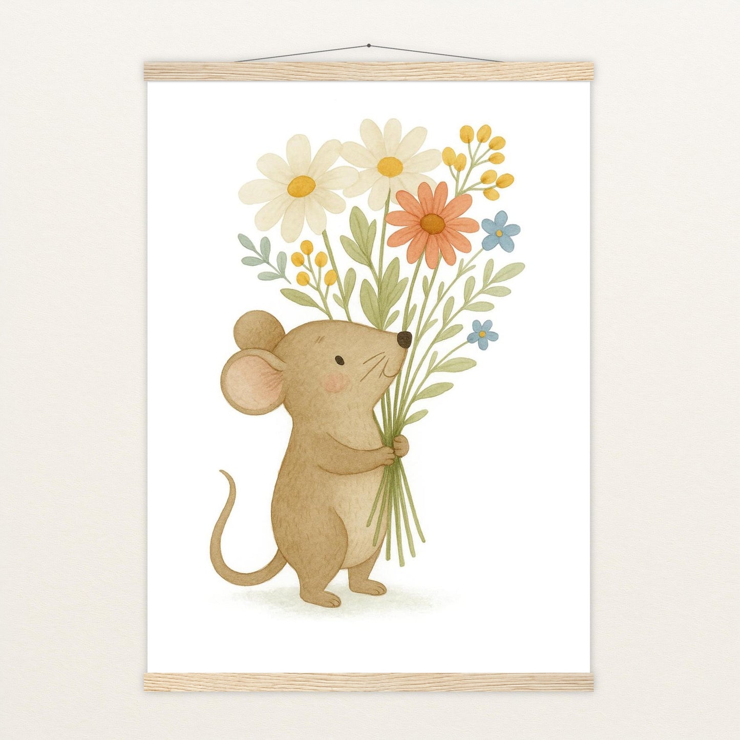 Mimi die Maus - Motiv: "Blumenstrauß" Poster mit Leisten von tinylearner