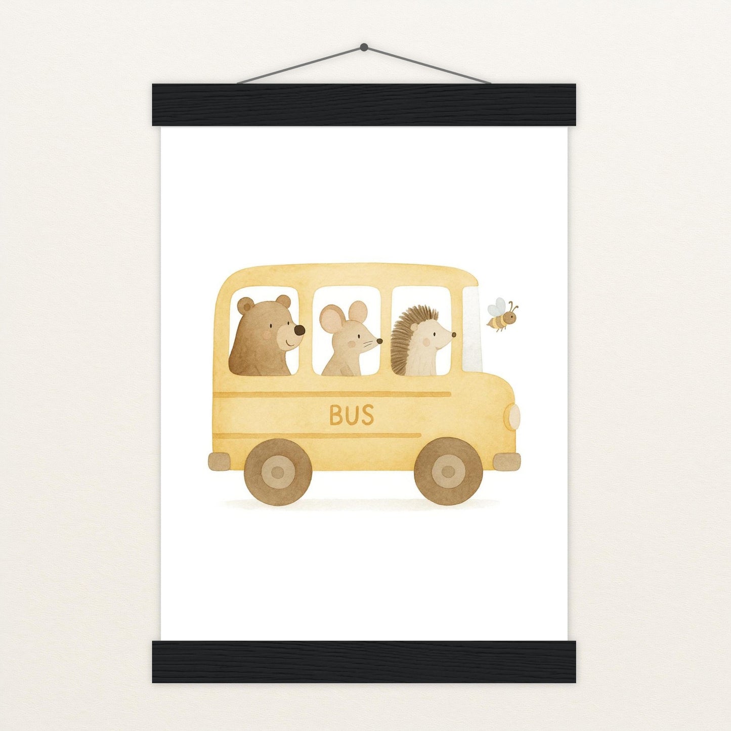 Tierfreunde - Motiv: "Schulbus" Poster mit Leisten von tinylearner