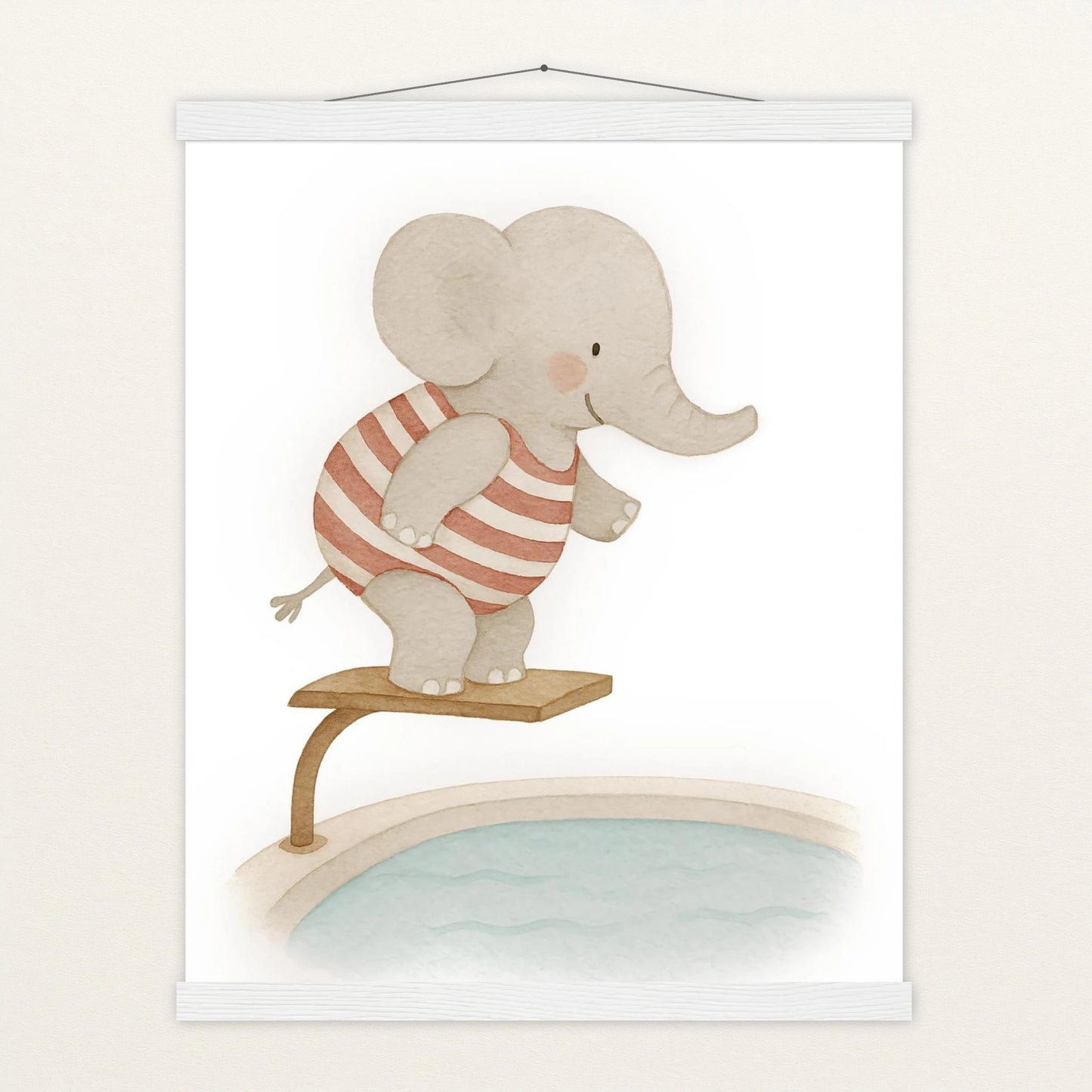 Emil der Elefant - Motiv: "Pool" Poster mit Leisten von tinylearner