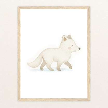 Pino der Polarfuchs Poster mit Holzrahmen von tinylearner