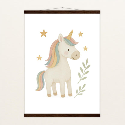 Luni das Einhorn Poster mit Leisten von tinylearner
