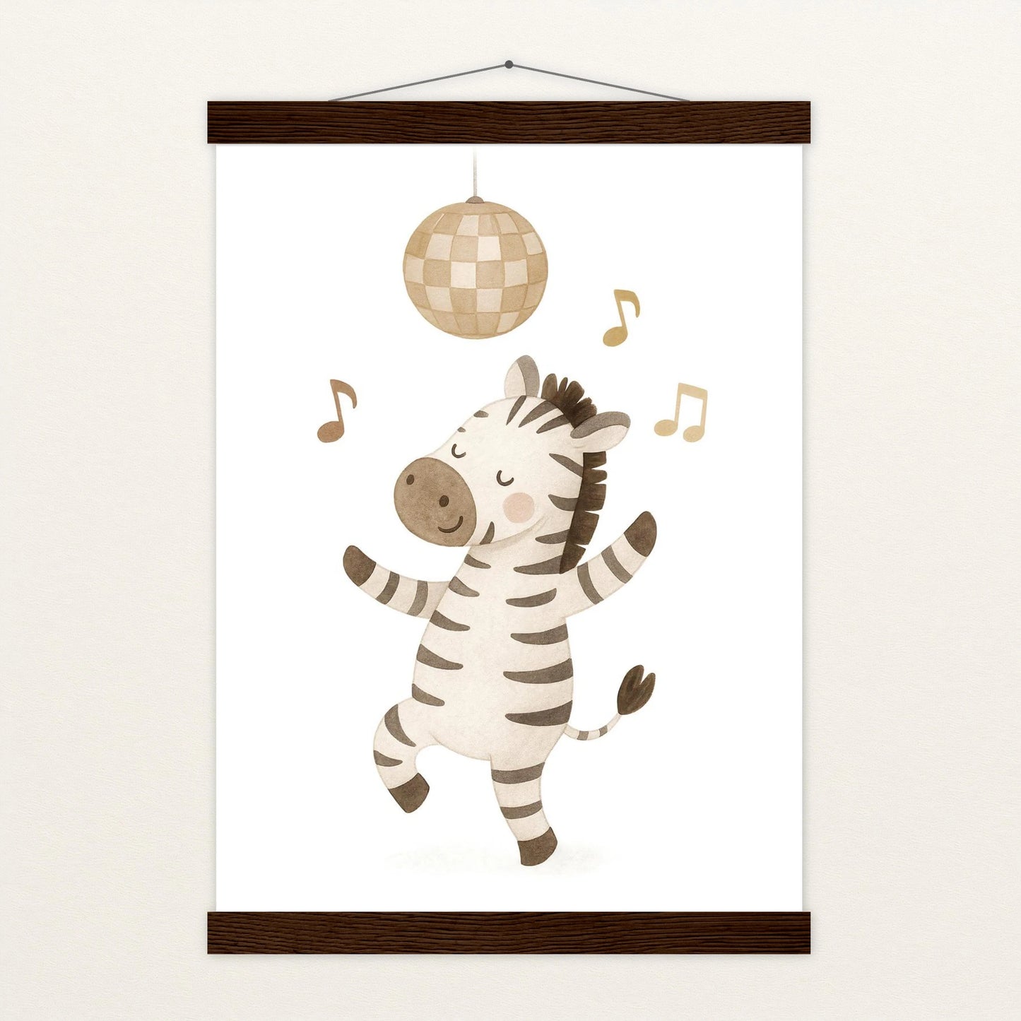 Zinni das Zebra - Motiv: "Tanzen" Poster mit Leisten von tinylearner