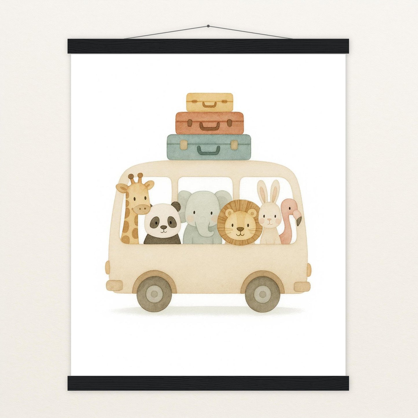 Tierfreunde - Motiv: "Reisebus" Poster mit Leisten von tinylearner