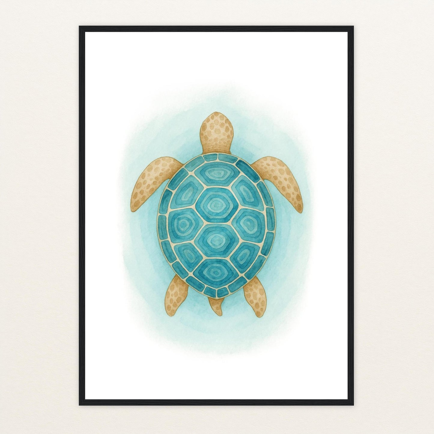 Sora die Schildkröte - Motiv: "Treiben" Poster mit Holzrahmen von tinylearner