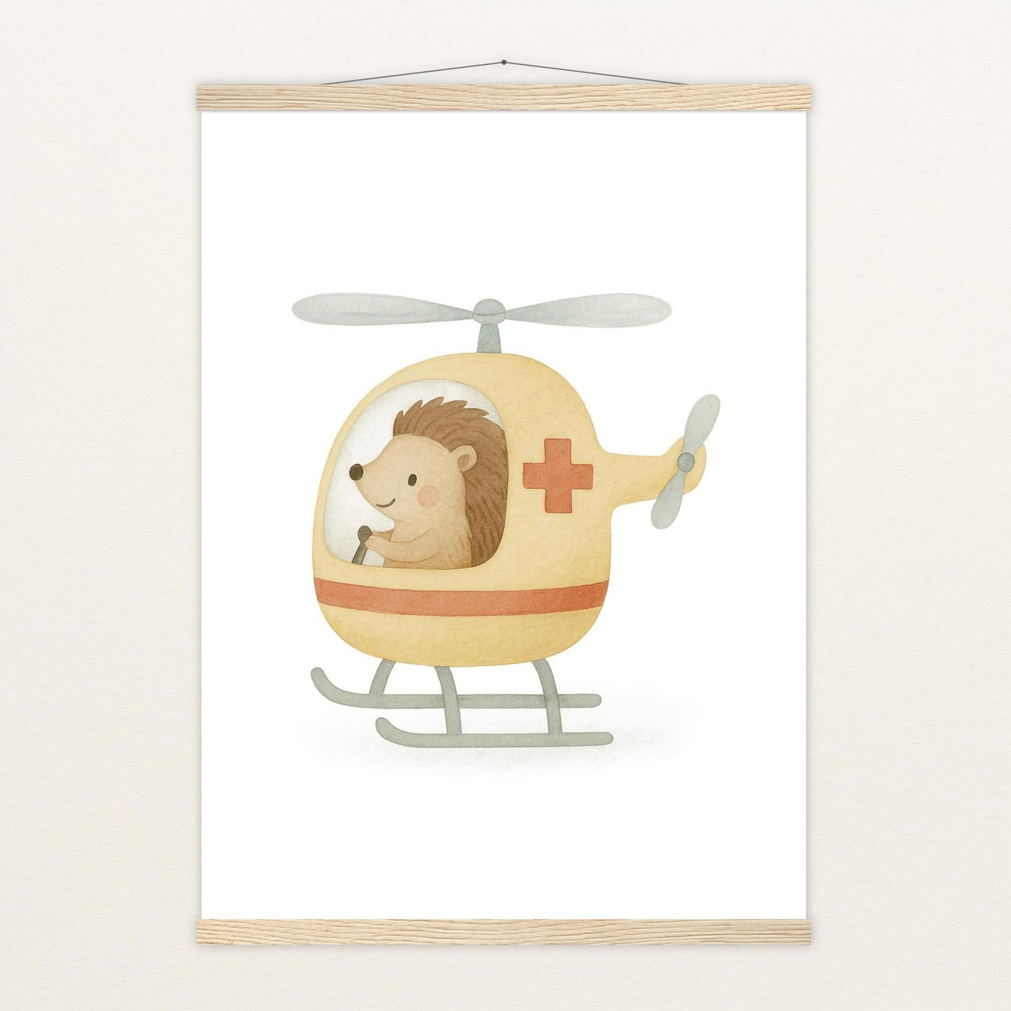 Iggi der Igel - Motiv: "Rettungshubschrauber" Poster mit Leisten von tinylearner