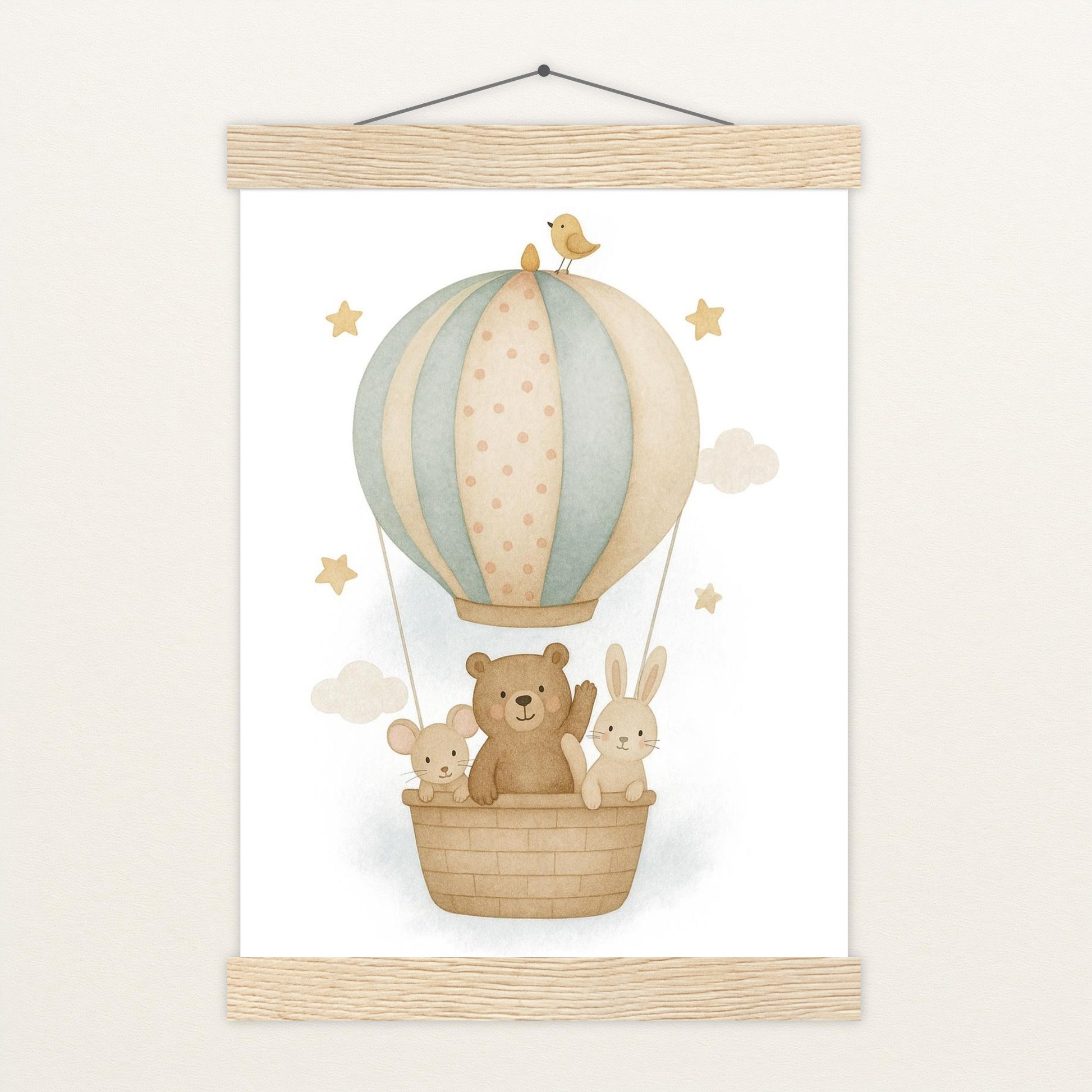 Tierfreunde - Motiv: "Heißluftballon" Poster mit Leisten von tinylearner