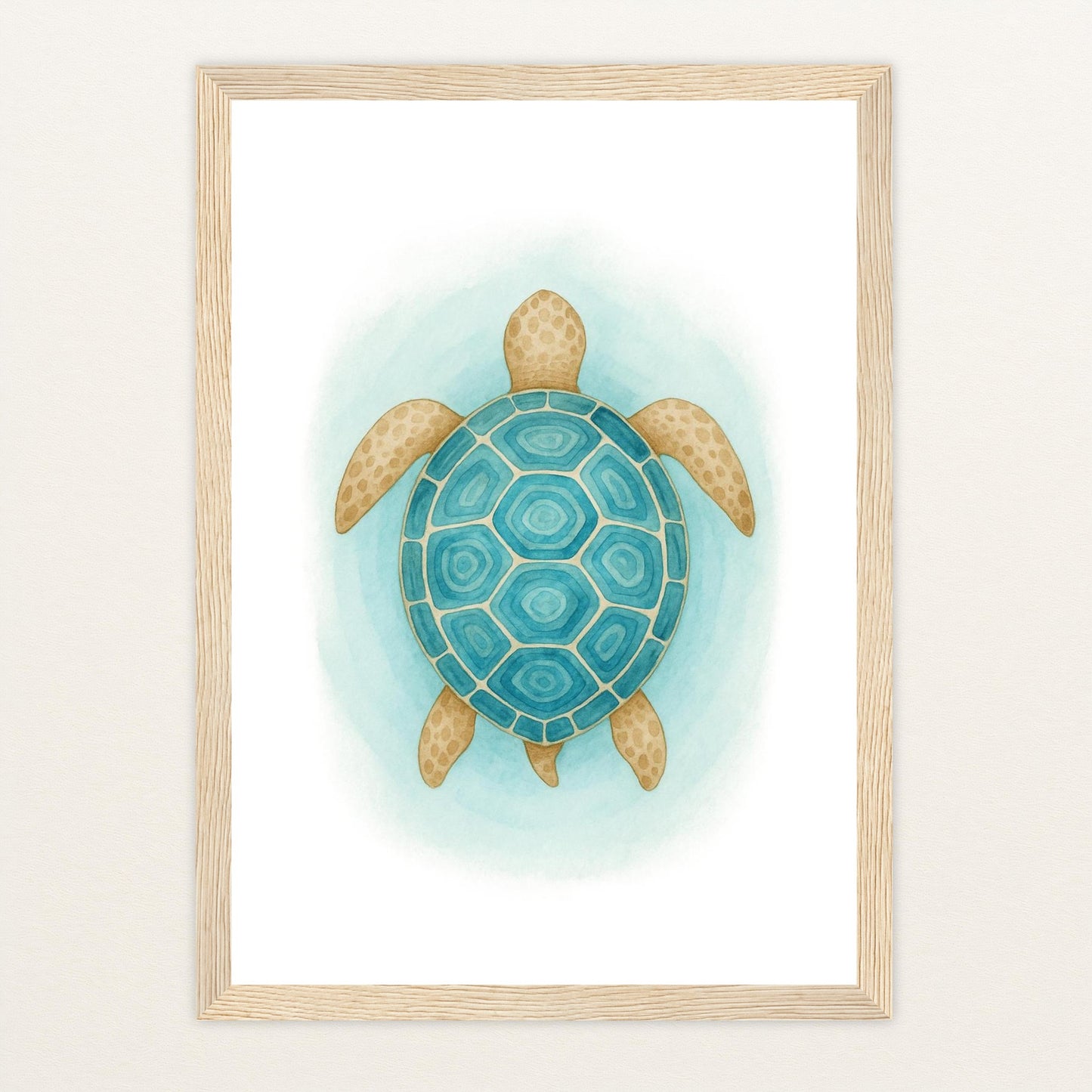 Sora die Schildkröte - Motiv: "Treiben" Poster mit Holzrahmen von tinylearner