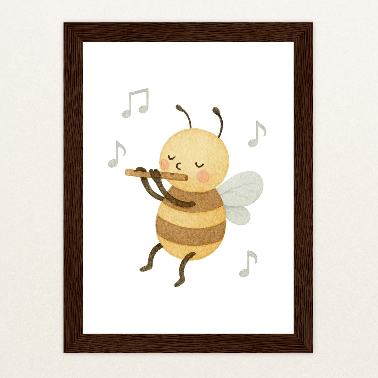 Bibi die Biene - Motiv: "Flöte" Poster mit Holzrahmen von tinylearner