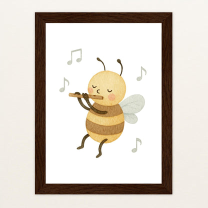 Bibi die Biene - Motiv: "Flöte" Poster mit Holzrahmen von tinylearner