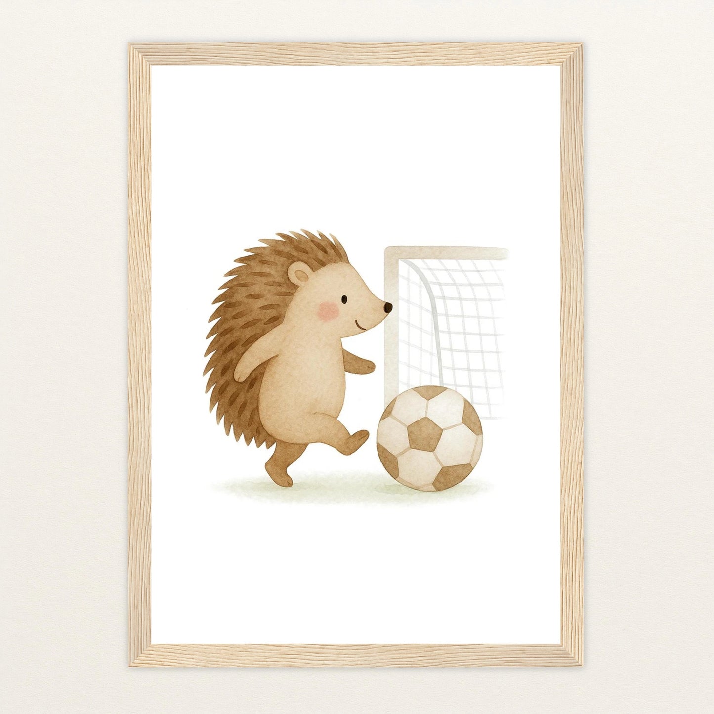 Iggi der Igel - Motiv: "Fußball" Poster mit Holzrahmen von tinylearner