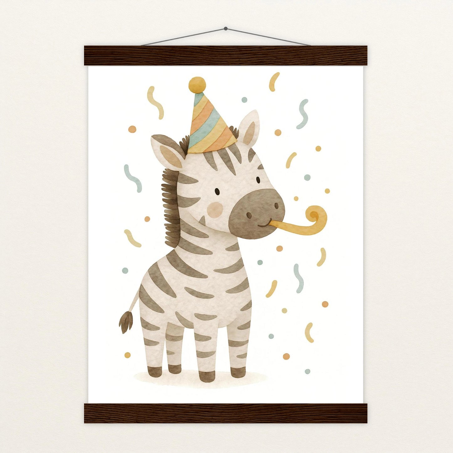 Zinni das Zebra - Motiv: "Party" Poster mit Leisten von tinylearner