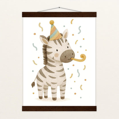 Zinni das Zebra - Motiv: "Party" Poster mit Leisten von tinylearner
