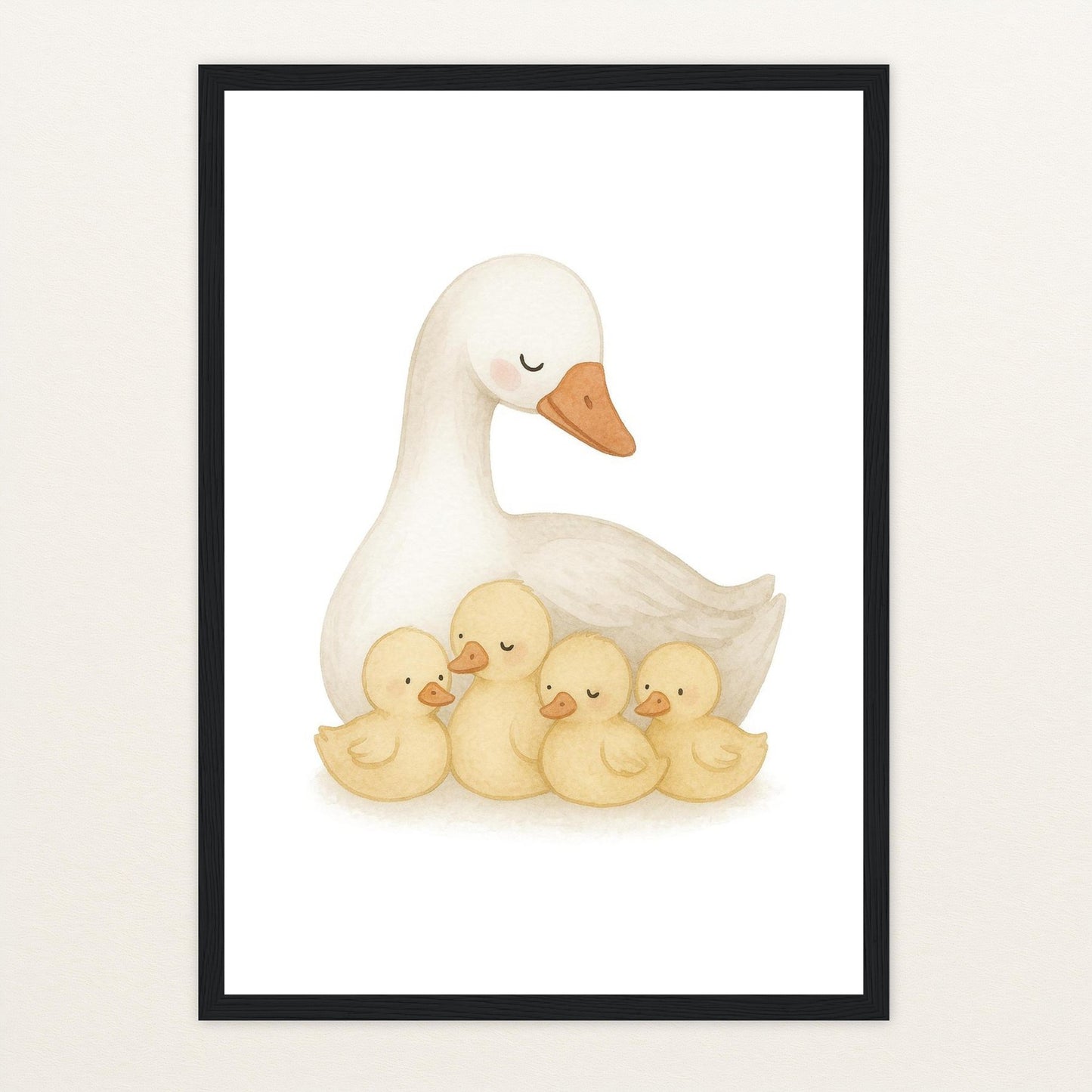 Gusi die Gans - Motiv: "Familie" Poster mit Holzrahmen von tinylearner