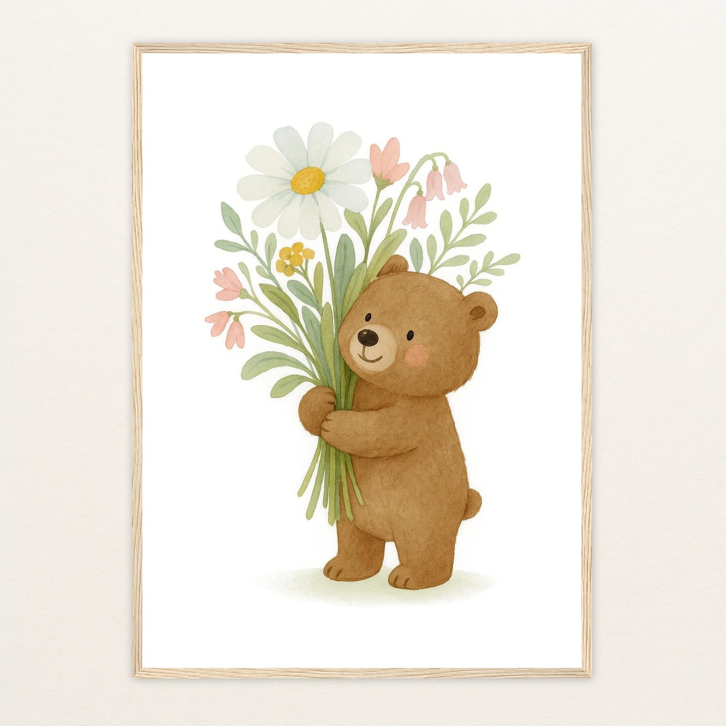 Balu der Bär - Motiv: "Blumenstrauß" Poster mit Holzrahmen von tinylearner