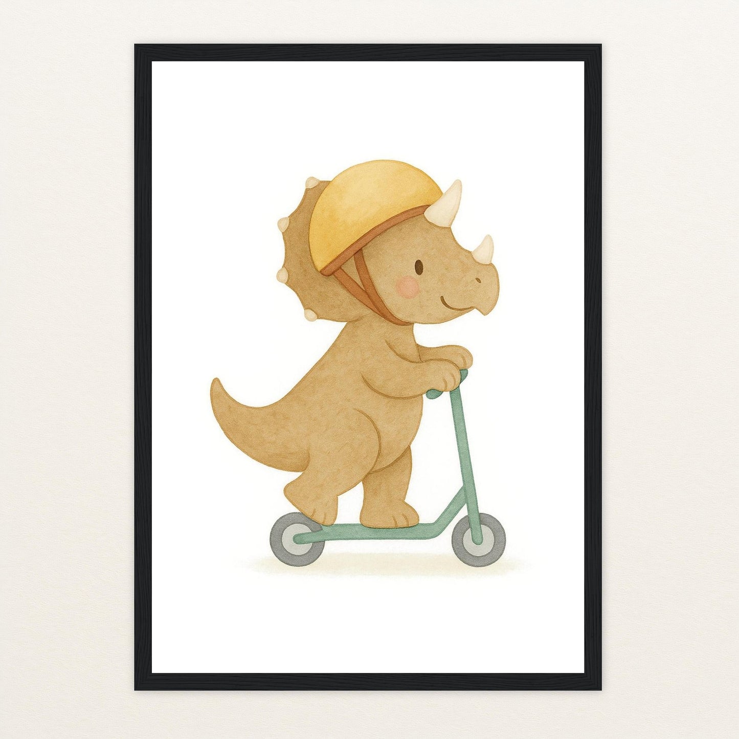 Dinosaurier Triceratops - Motiv: "Roller" Poster mit Holzrahmen von tinylearner