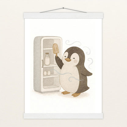 Pia der Pinguin - Motiv: "Eis" Poster mit Leisten von tinylearner