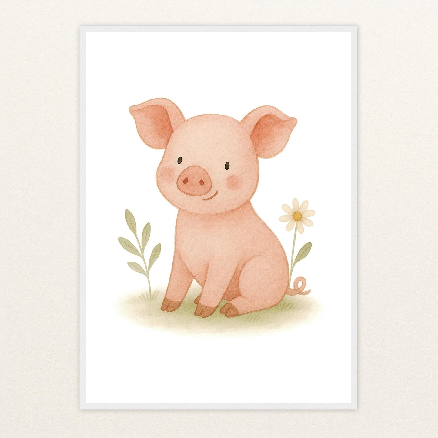 Susi das Schwein Poster mit Holzrahmen von tinylearner