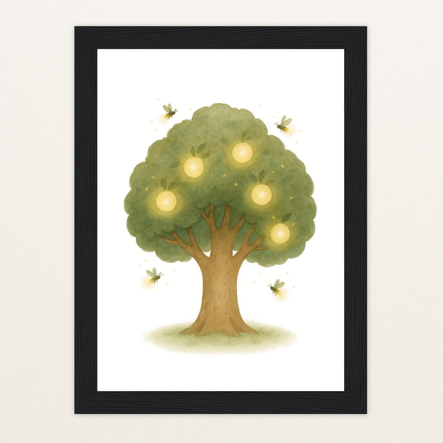 Leuchtbaum Poster mit Holzrahmen von tinylearner