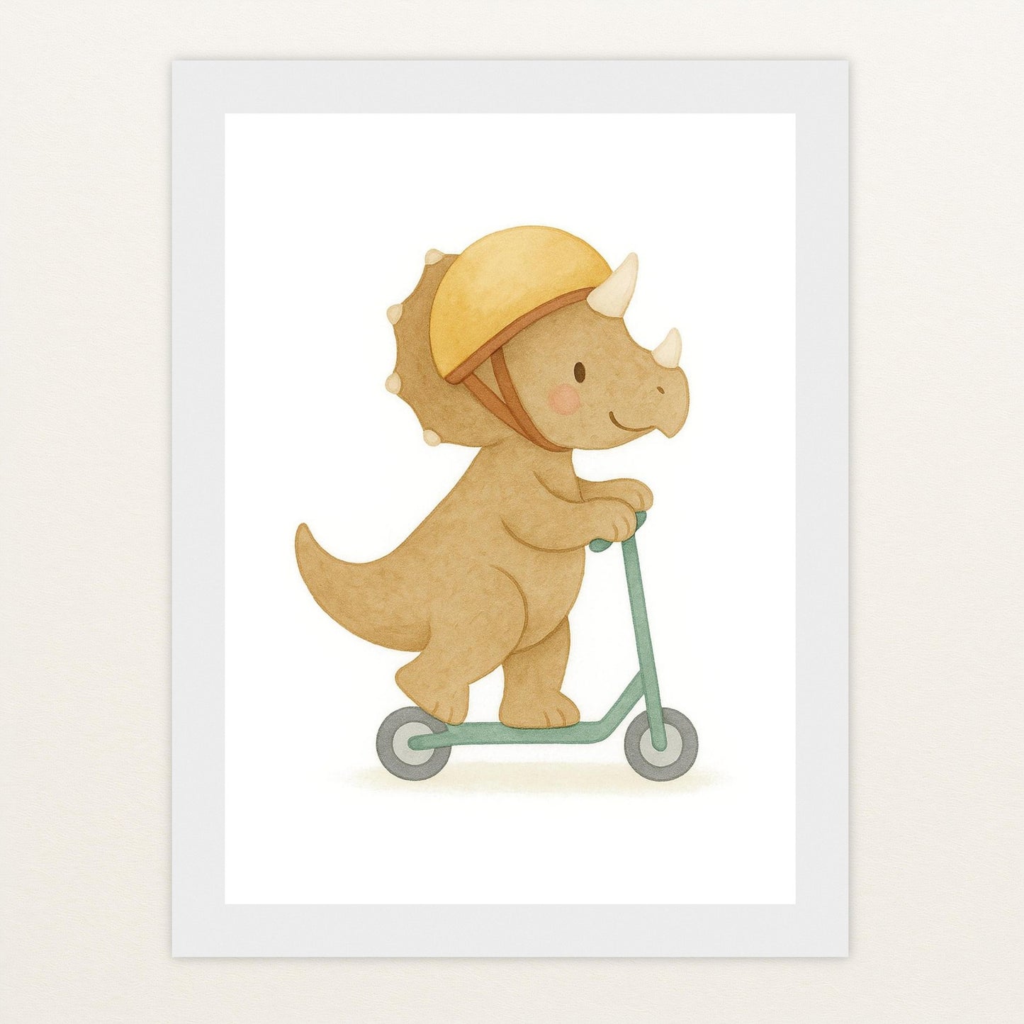 Dinosaurier Triceratops - Motiv: "Roller" Poster mit Holzrahmen von tinylearner