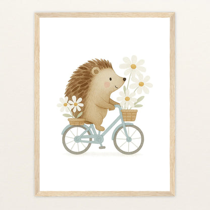 Iggi der Igel - Motiv: "Frühling" Poster mit Holzrahmen von tinylearner