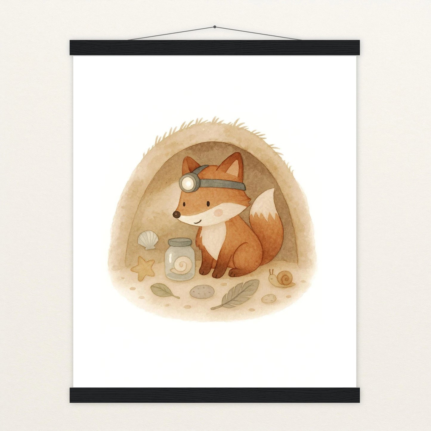 Finnegan der Fuchs - Motiv: "Höhle" Poster mit Leisten von tinylearner