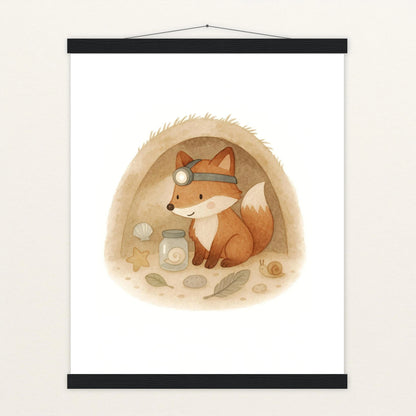 Finnegan der Fuchs - Motiv: "Höhle" Poster mit Leisten von tinylearner