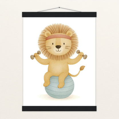 Leo der Löwe - Motiv: "Workout" Poster mit Leisten von tinylearner