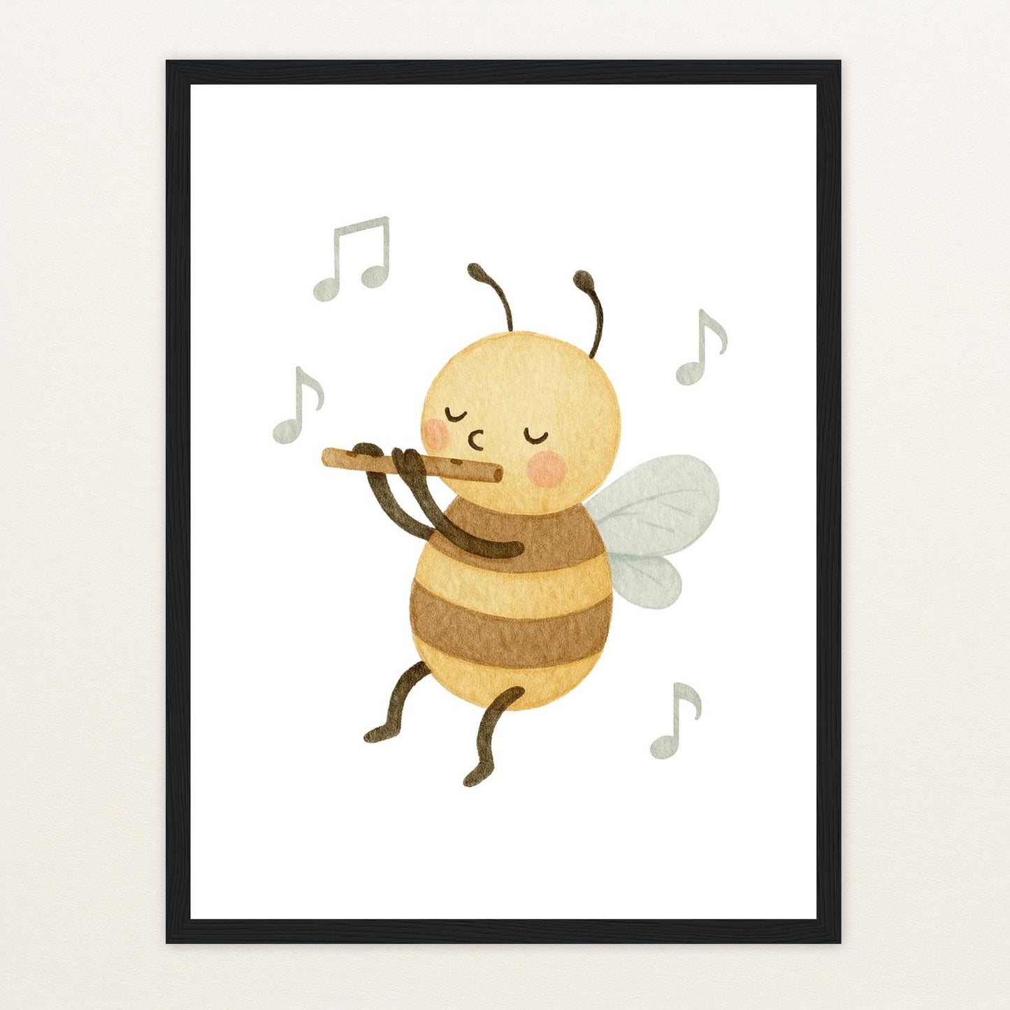 Bibi die Biene - Motiv: "Flöte" Poster mit Holzrahmen von tinylearner